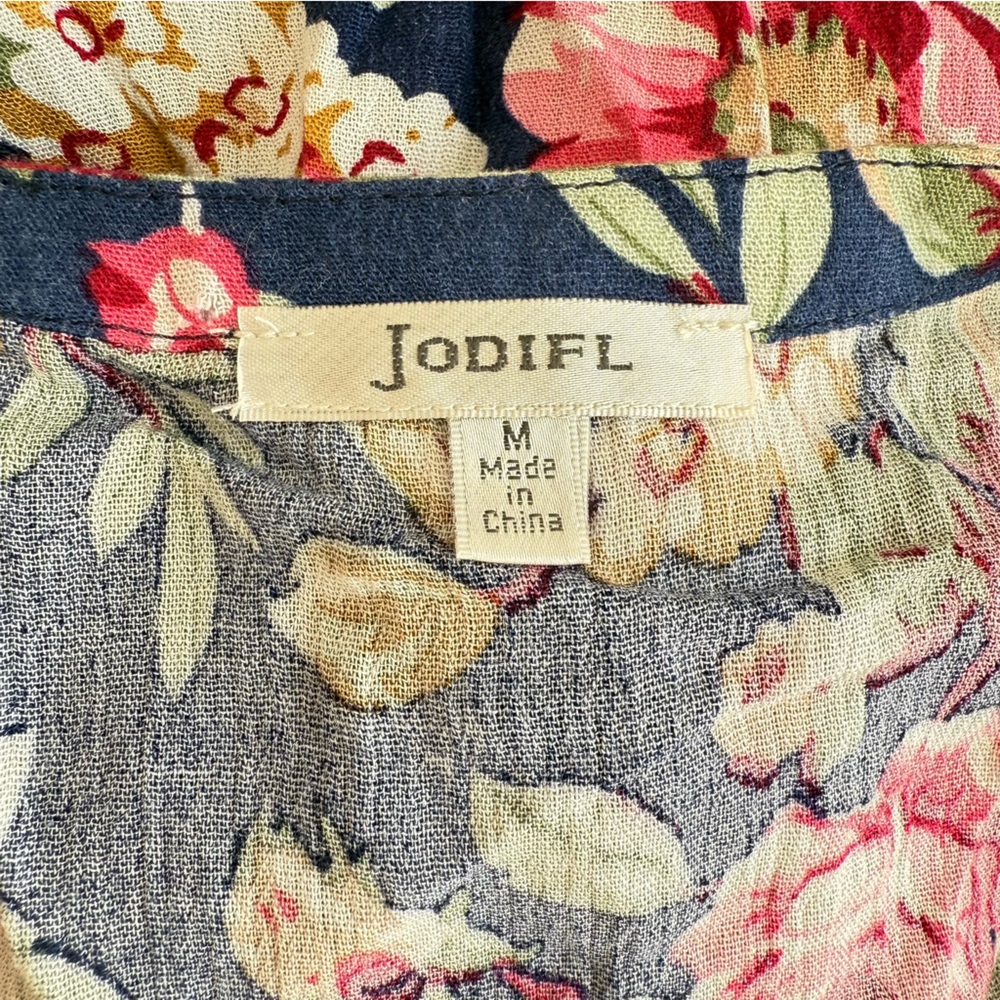 Jodifl Navy Floral Midi Dress with Pink & Cream Blooms